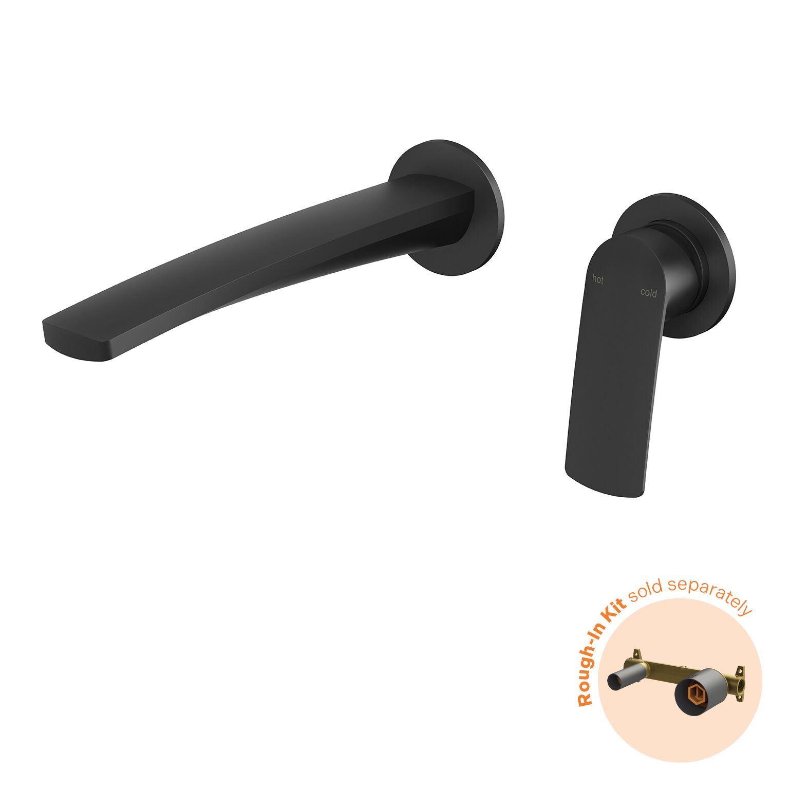 Phoenix Mekko SwitchMix Wall Basin / Bath Mixer Set Round Plates Fit-Off Kit Matte Black | QA Bathrooms