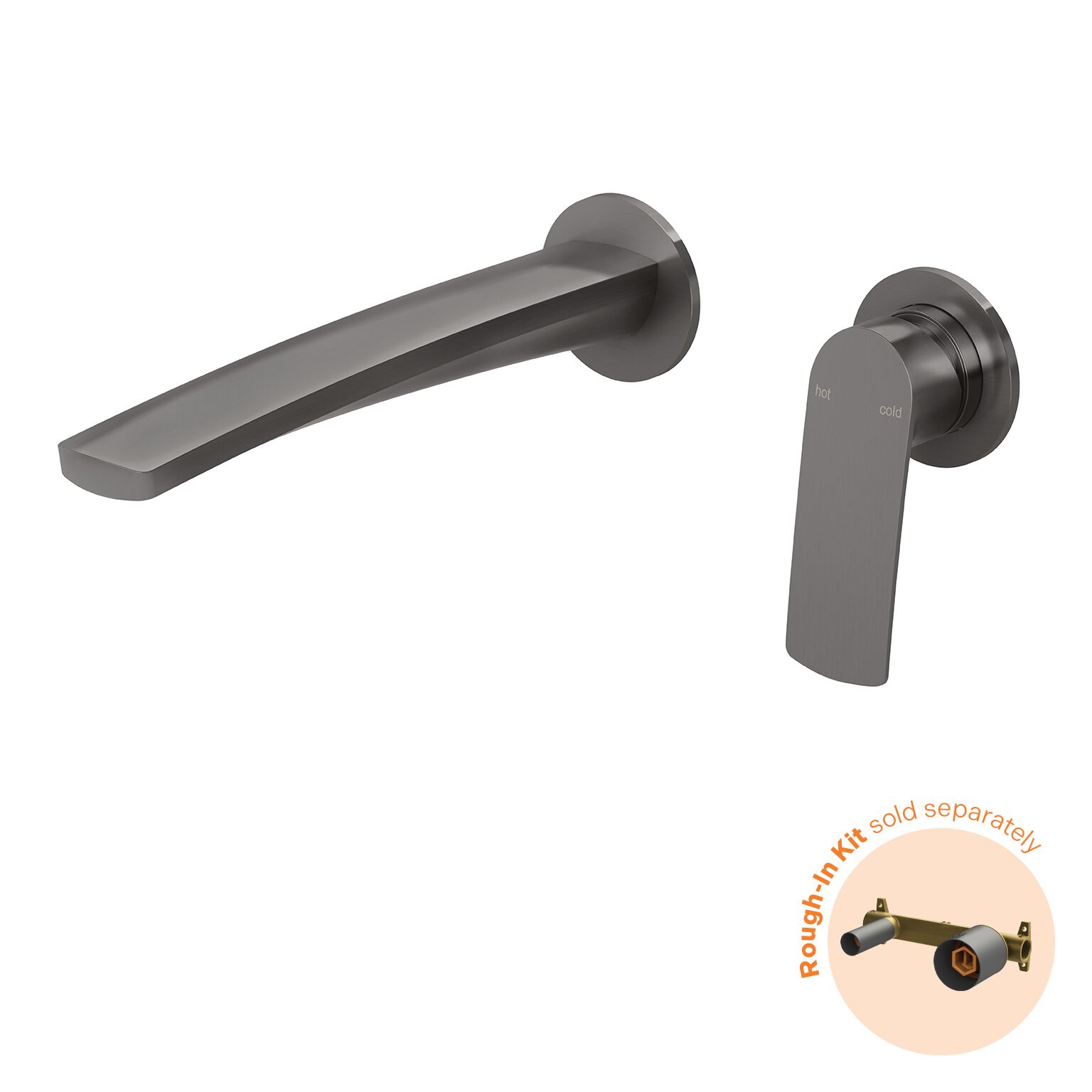 Phoenix Mekko SwitchMix Wall Basin / Bath Mixer Set Round Plates Fit-Off Kit Brushed Carbon | QA Bathrooms
