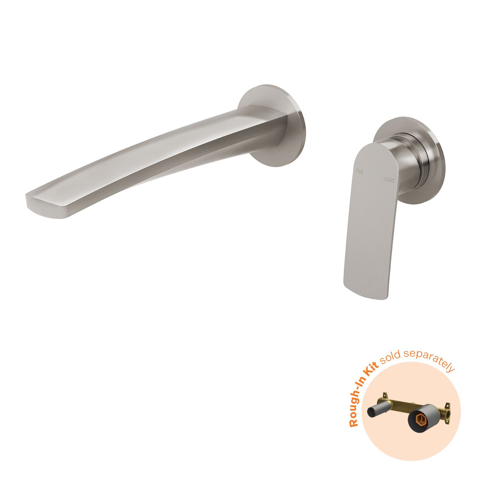 Phoenix Mekko SwitchMix Wall Basin / Bath Mixer Set Round Plates Fit-Off Kit Brushed Nickel | QA Bathrooms