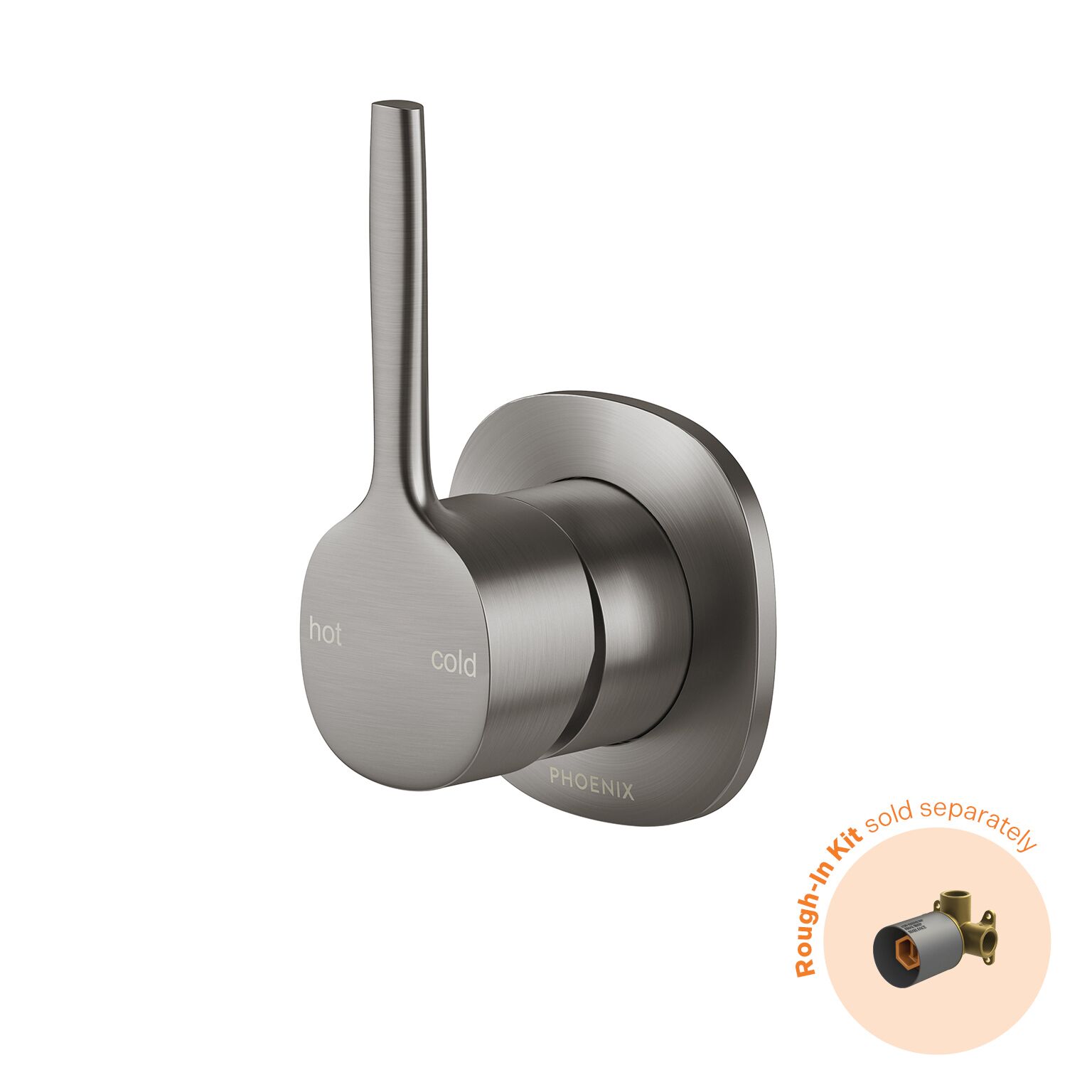Phoenix Vask SwitchMix Shower / Wall Mixer Pin Up Fit-Off Kit Brushed Carbon | QA Bathrooms