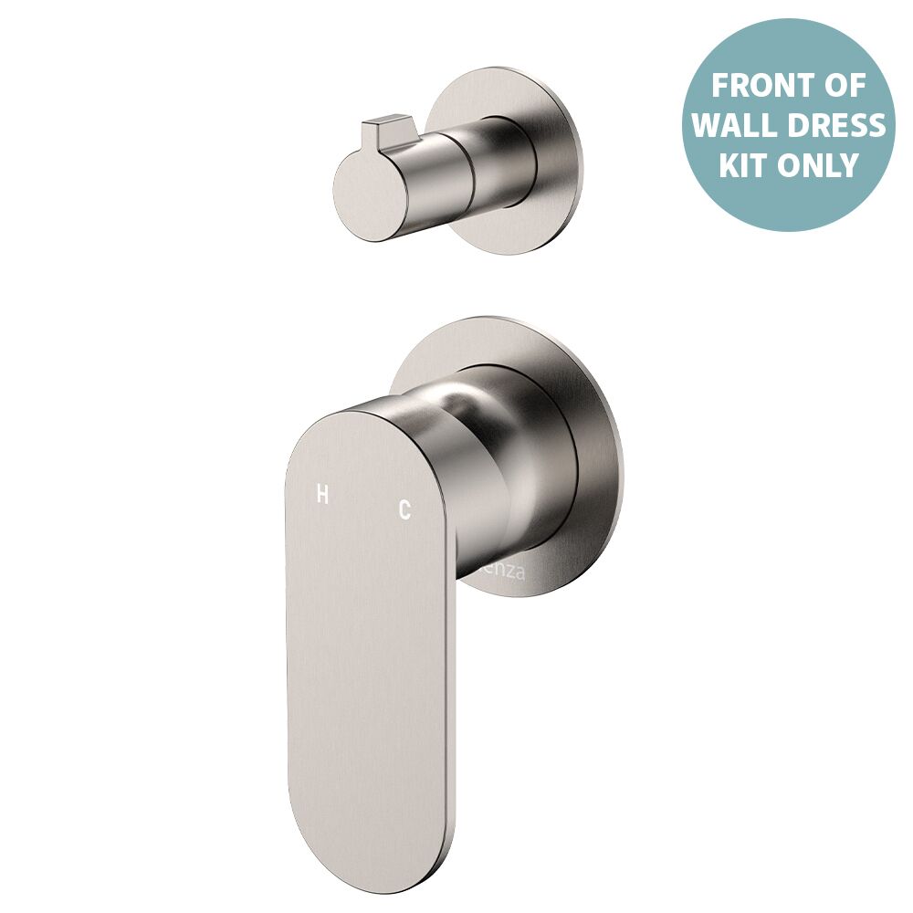 Fienza EMPIRE SLIM Wall Diverter Mixer SM Round Plates Vertical Dress Kit Brushed Nickel | QA Bathrooms