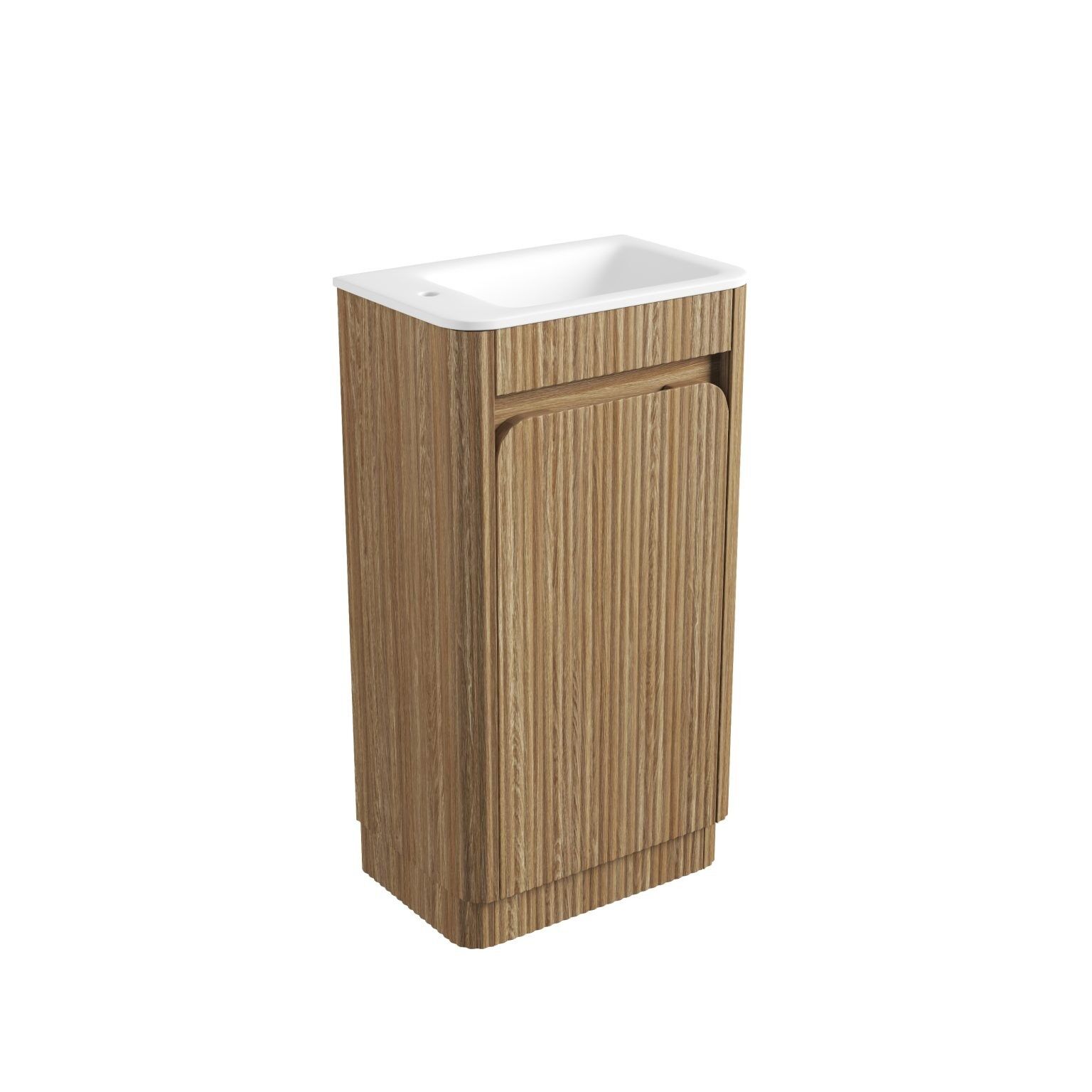 Aulic Mini Hartelle Fluted Floor Standing 470mm Harvest Oak - Image 3