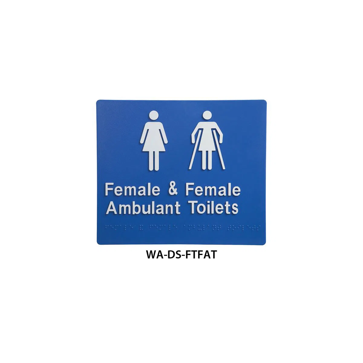 3Monkeez Braille Sign Female and Female Ambulant Toilet (Blue) | QA Bathrooms