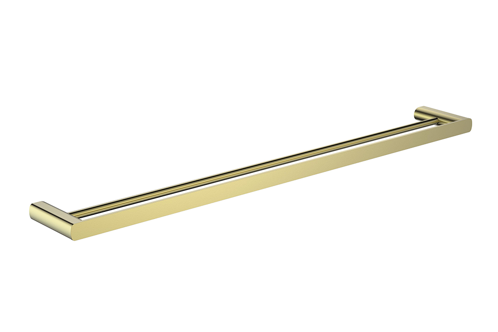 Millennium Glama 800mm Double Towel Rail Modern Brass | QA Bathrooms