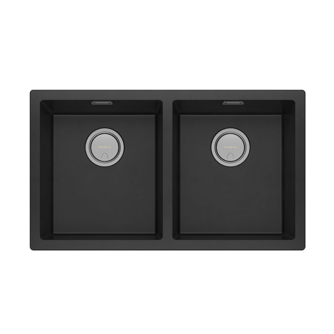 Phoenix 5000 Series Double Bowl Sink Matte Black | QA Bathrooms