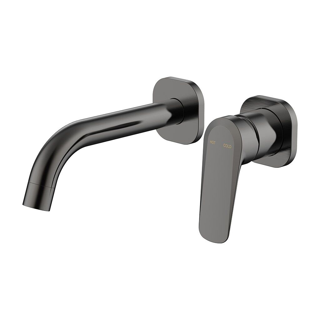 Millennium Glama Wall Basin Mixer Trim Kit Square Plates Gun Metal | QA Bathrooms