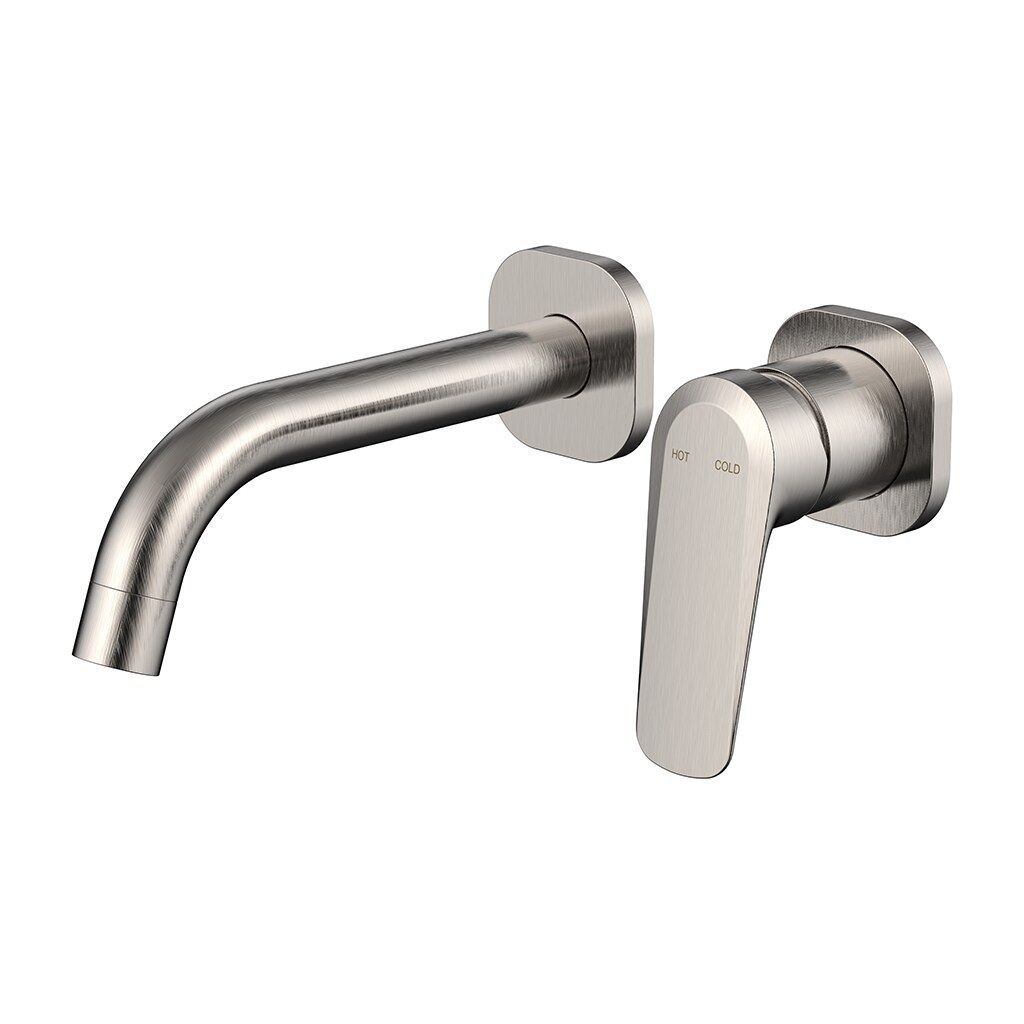 Millennium Glama Wall Basin Mixer Trim Kit Square Plates Brushed Nickel | QA Bathrooms