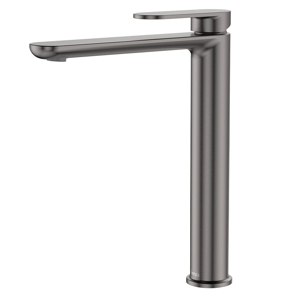 Fienza Empire Slim Tall Basin Mixer, Cold Start in Gun Metal