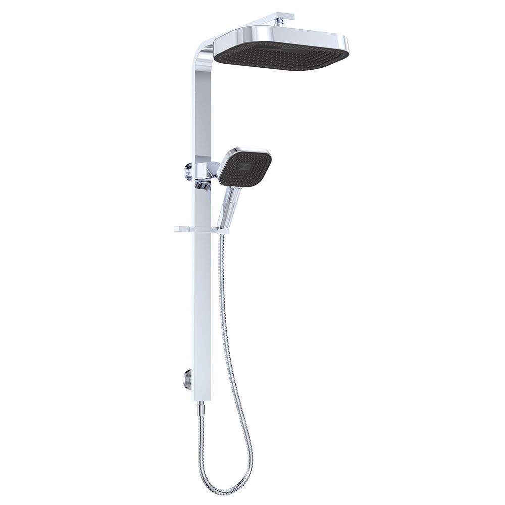 Fienza Kuro Deluxe Twin Shower, Soft Square Head in Chrome