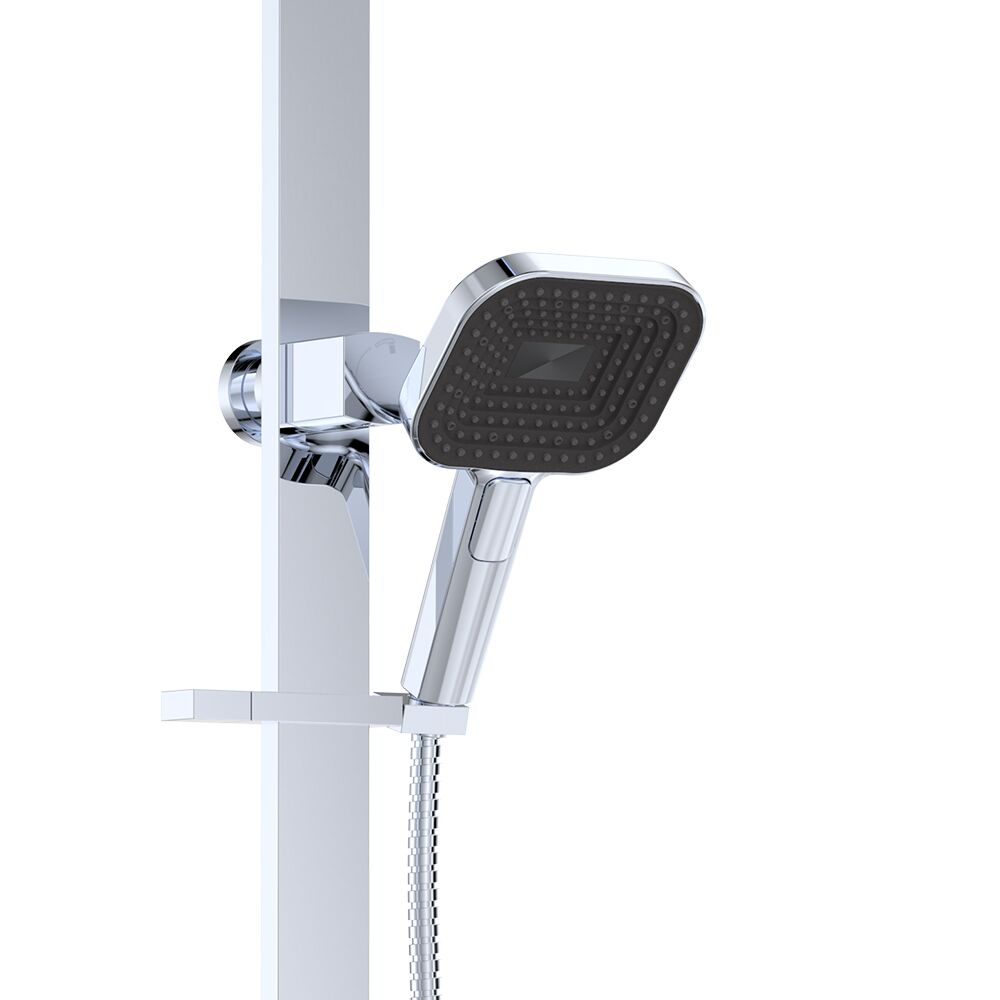 Fienza Kuro Deluxe Twin Shower, Soft Square Head in Chrome