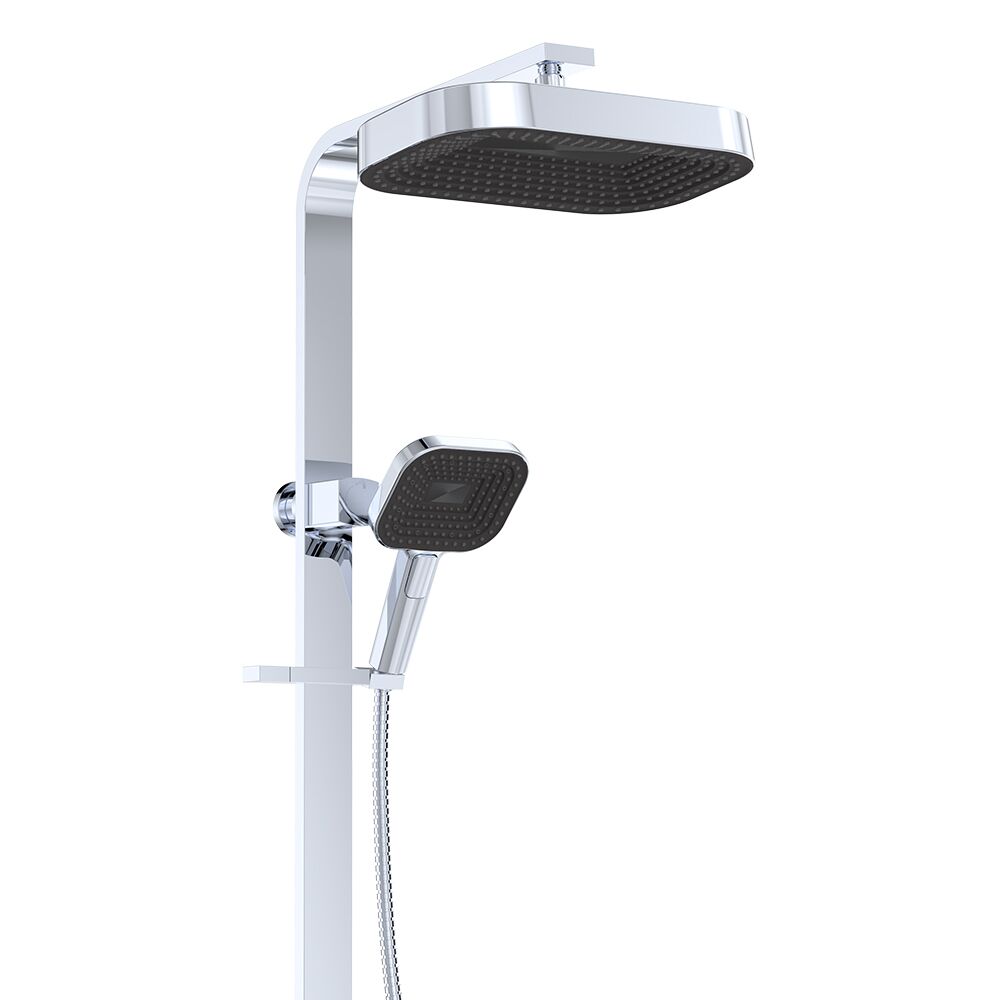 Fienza Kuro Deluxe Twin Shower, Soft Square Head in Chrome