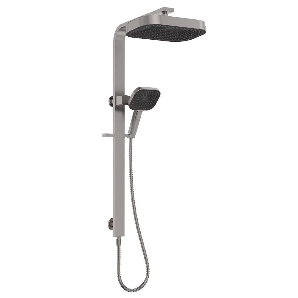 Fienza Kuro Deluxe Twin Shower, Soft Square Head in Gun Metal