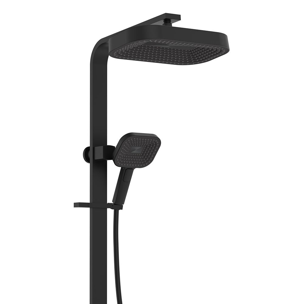 Fienza Kuro Deluxe Twin Shower, Soft Square Head in Matte Black